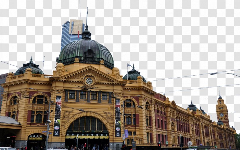 Flinders Street, Melbourne Swanston City Of Train - Street - Australia Golden Yellow Building Transparent PNG