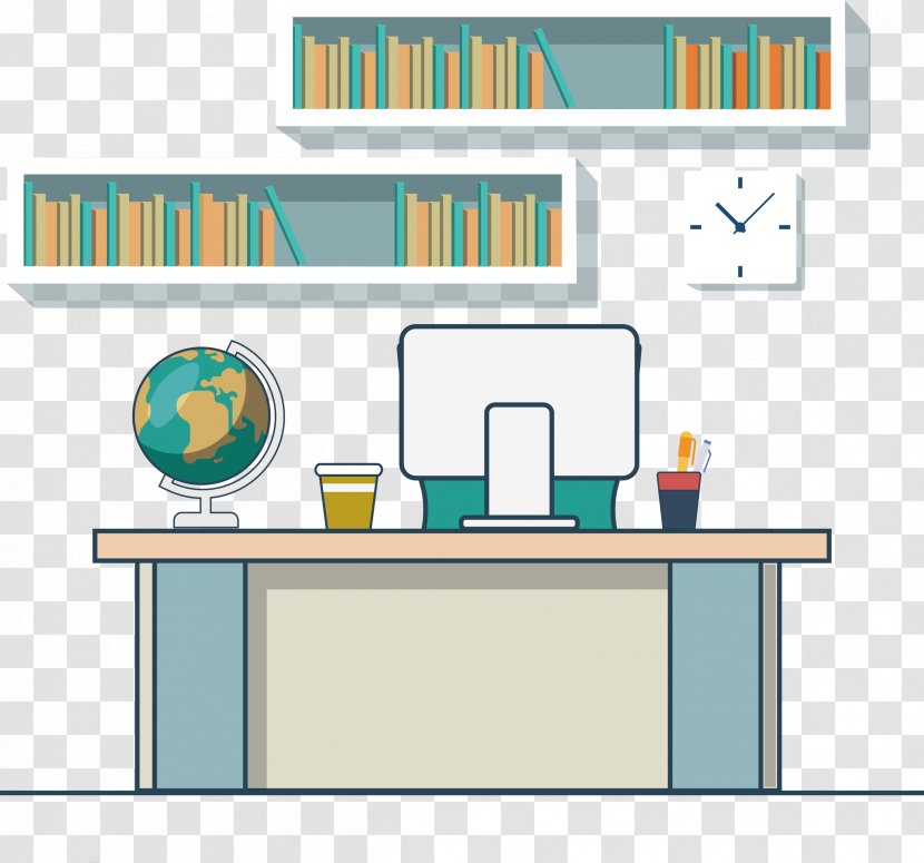 Office Cartoon - Desk Computer Transparent PNG