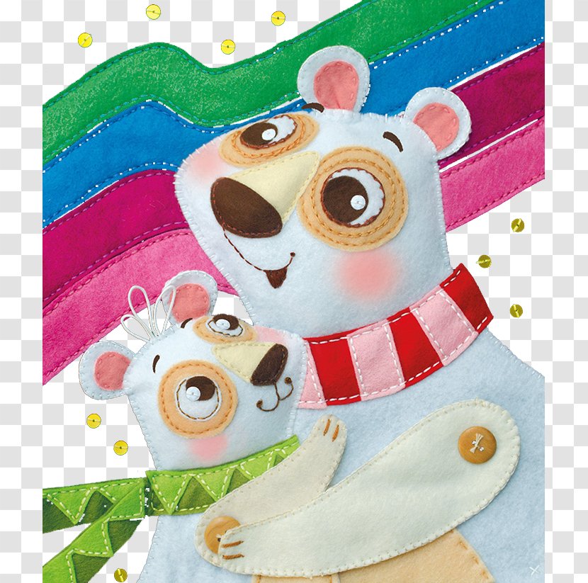 Polar Bear Cartoon Illustration - Watercolor - Handmade Cloth Paste Mother Transparent PNG