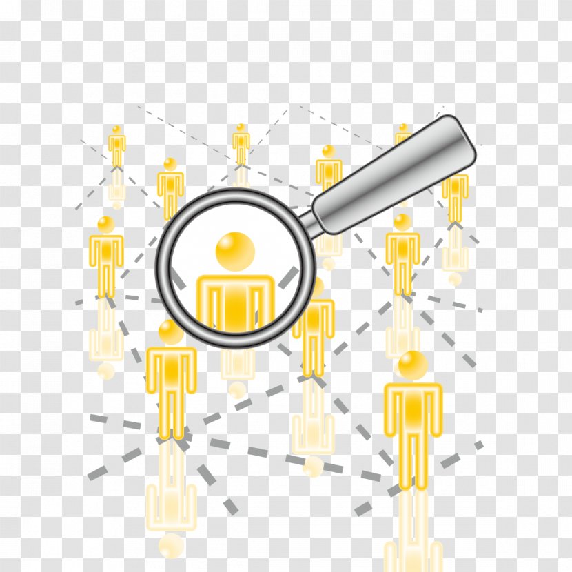 Yellow Technology Pattern - Vector Magnifying Glass And Human Transparent PNG