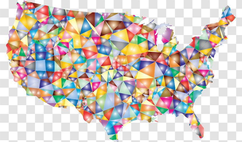 United States Map Coloring World Clip Art - Geography - Colorful Poly Transparent PNG