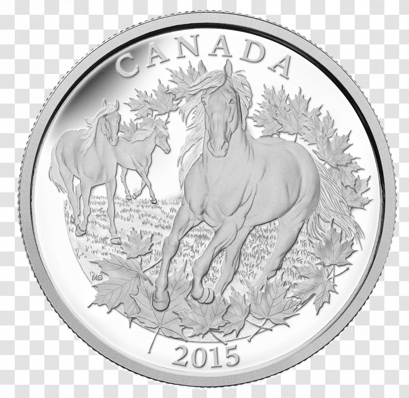 Coin Canadian Horse Canada Silver Royal Mint - Line Art Transparent PNG