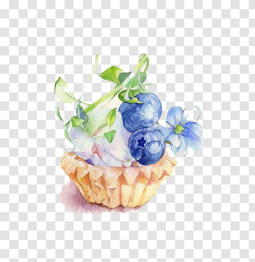 Cupcake Watercolor Painting Blueberry Illustration - Cake - Material Transparent PNG