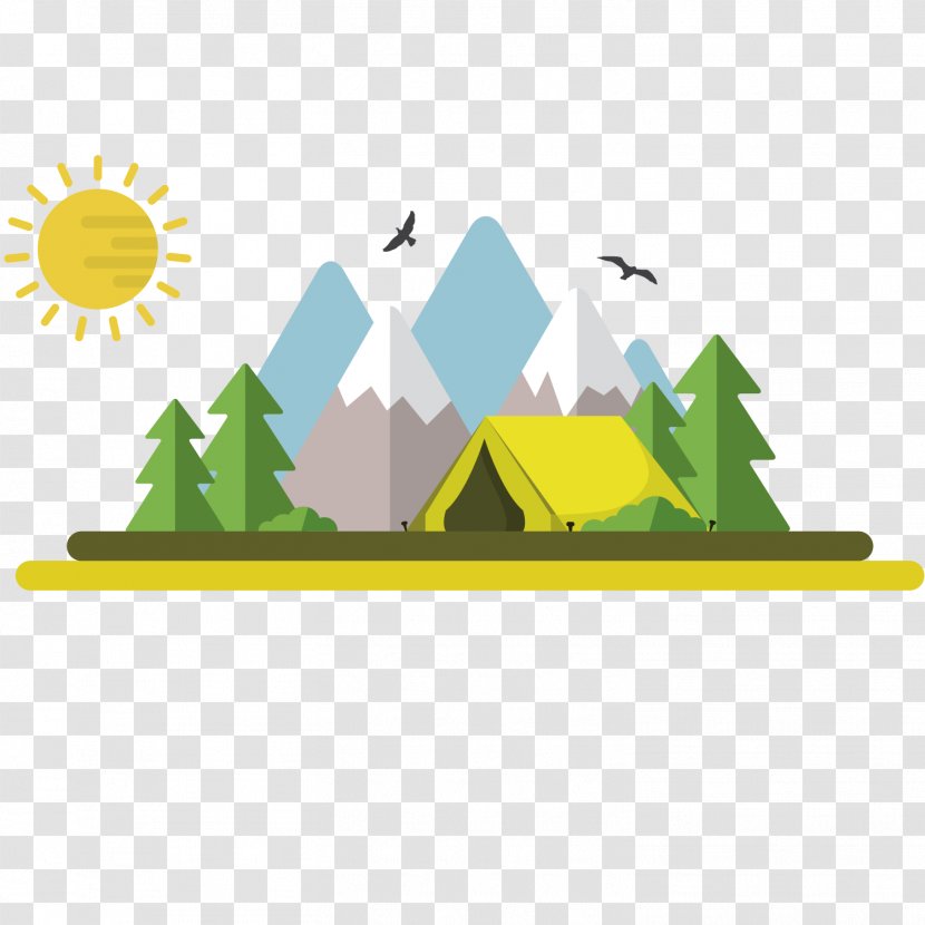 Camping Tent Illustration - Fukei - Flat Abstract Landscape Material Transparent PNG