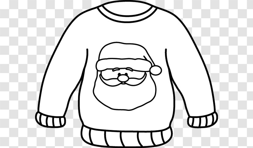 Christmas Jumper Hoodie Clip Art Sweater Clothing - Heart - Black And White Clothes Transparent PNG