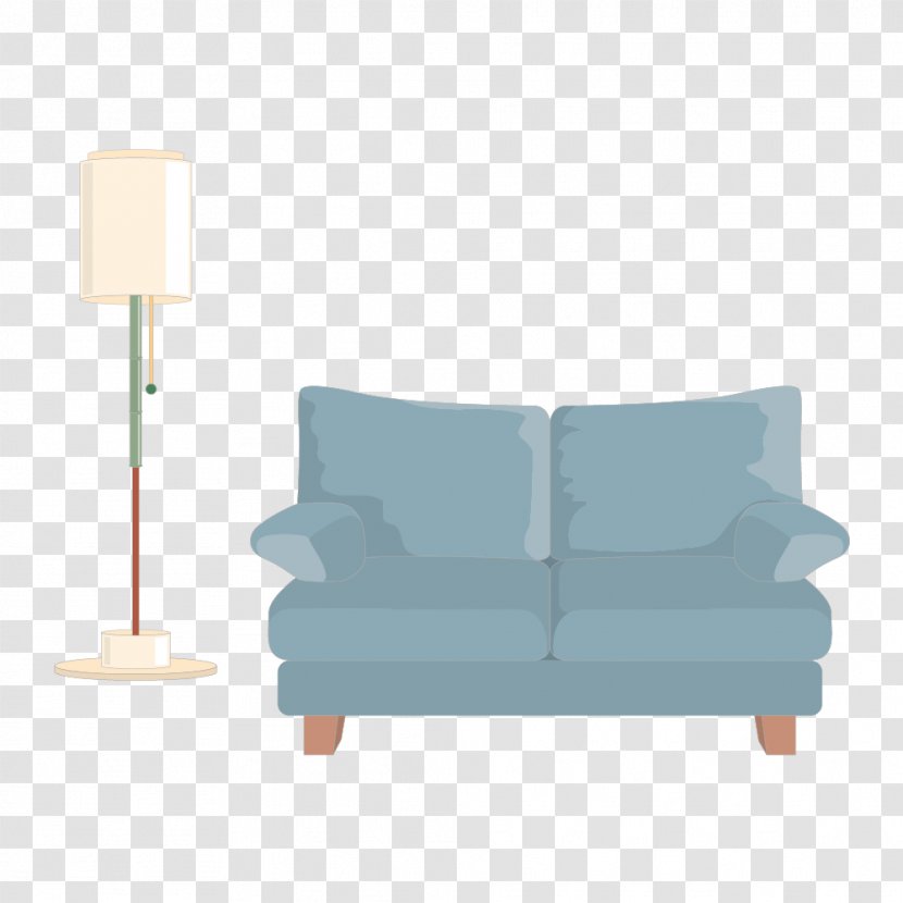 Couch Table Blue Chair - Yellow - Blue-gray Sofa Floor Lamp Vector Material Transparent PNG