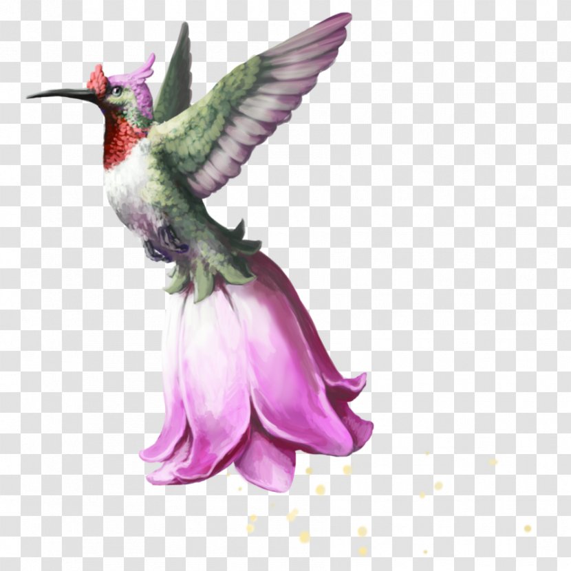 Hummingbird Purple Beak Figurine Legendary Creature - Bird Transparent PNG