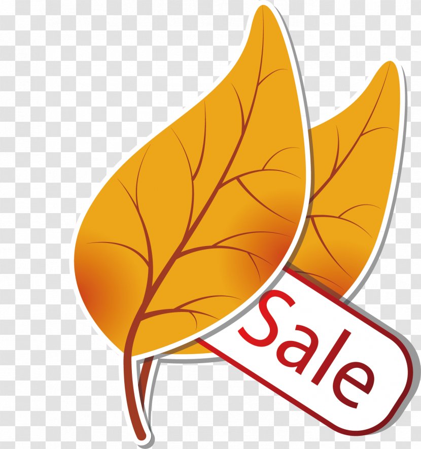 Leaf Autumn Clip Art - Yellow Leaves Sales Tag Elements Transparent PNG