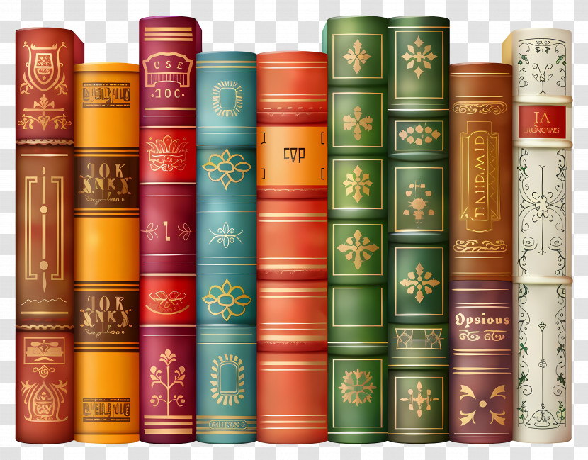 Books Standing - Colorful Vintage Books Transparent PNG