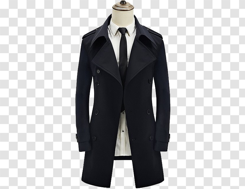 Trench Coat Suit Clothing Outerwear - Collar - Model Wearing A Transparent PNG