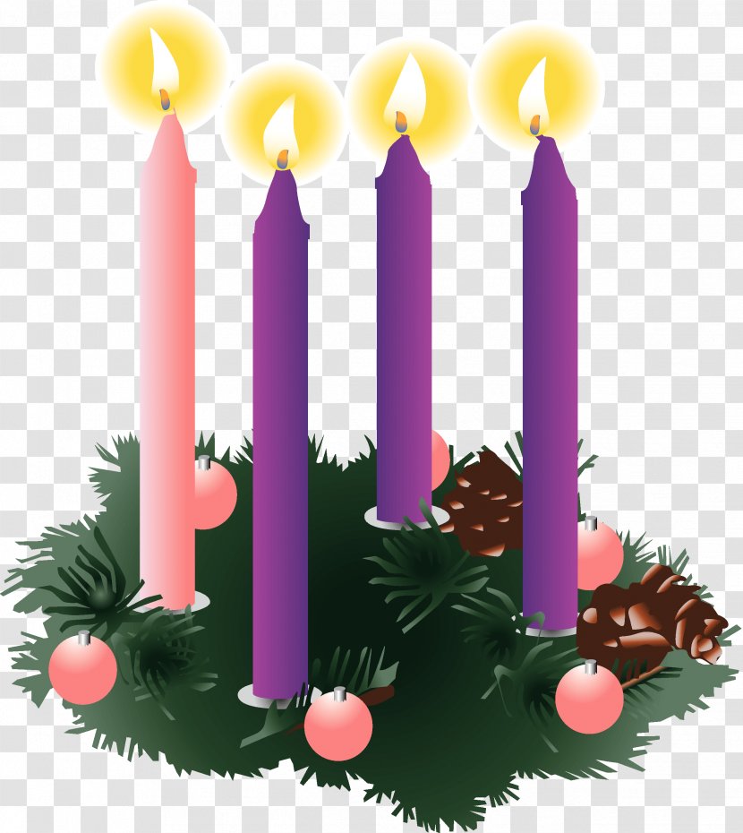 Gaudete Sunday Advent Wreath Mass - Nativity Of Jesus - Church Candles Transparent PNG