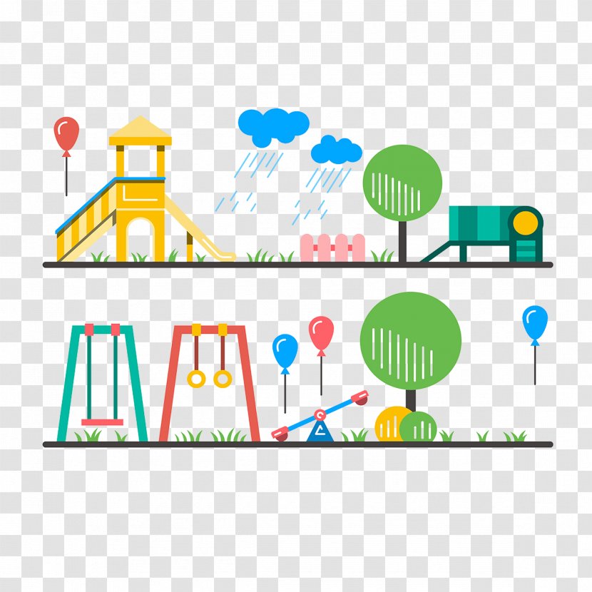 Schoolyard Playground Child Drawing - Area - Flat Cartoon Amusement Park Transparent PNG