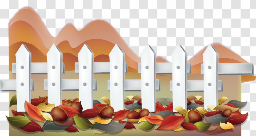 Autumn - Leaves Background Material Fence Hills Transparent PNG