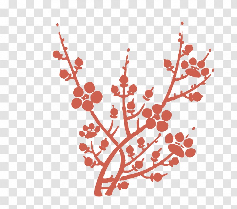 Chinoiserie Motif Clip Art - Tree - Plum Branch Vector Material Transparent PNG