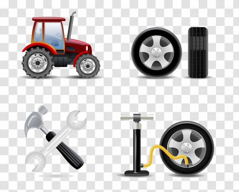 Car Automobile Repair Shop Maintenance Tire - Auto Mechanic - Agricultural Machinery & Tools Vector Material Transparent PNG