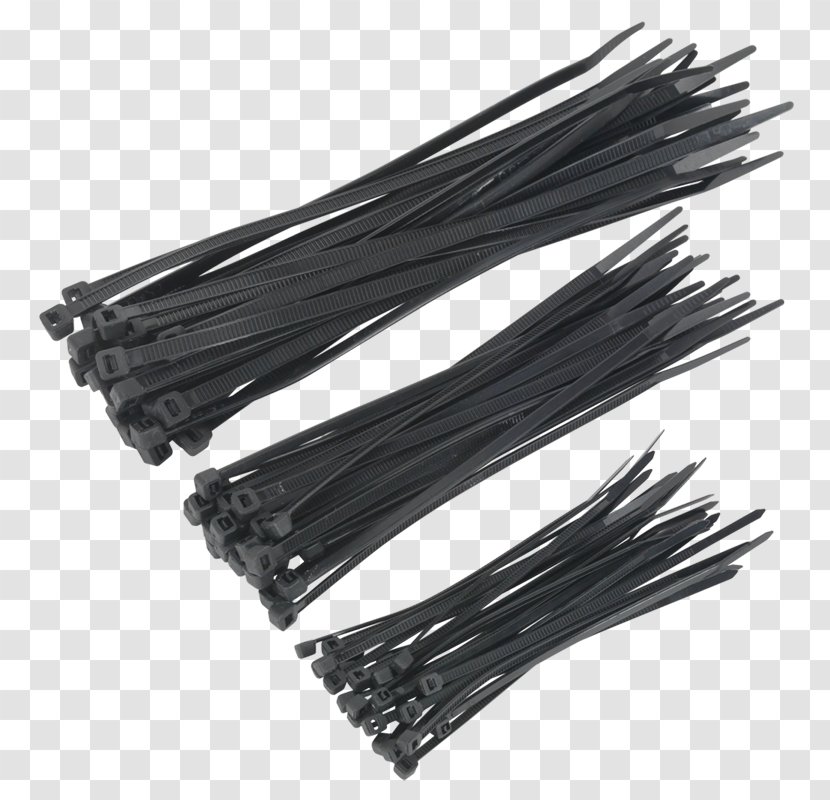 Sealey Cable Ties Assorted Fastener Electrical CT75B Sizes Black 75pc - Stainless Steel Transparent PNG