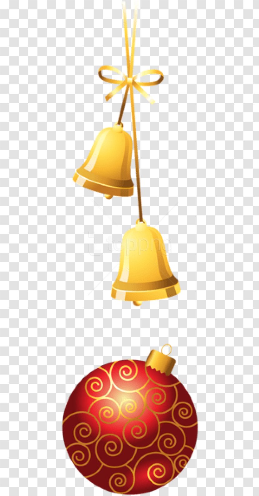 Christmas Bell Cartoon - Yellow - Handbell Cone Transparent PNG