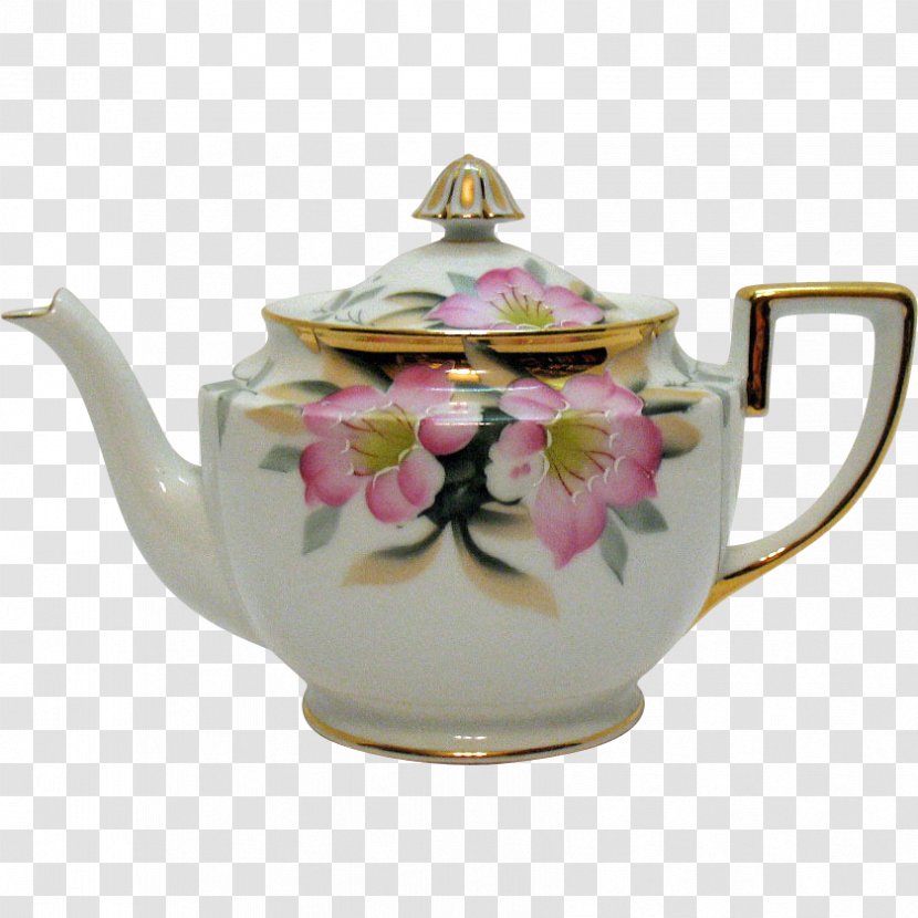 Porcelain Antique Teapot Tableware Kettle - Azalea - Hand Painted Transparent PNG