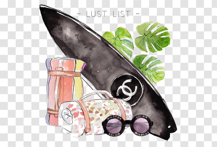 The Lust List Colouring Book Chanel T-shirt Fashion Illustration - Tshirt - Watercolor Skateboard Transparent PNG
