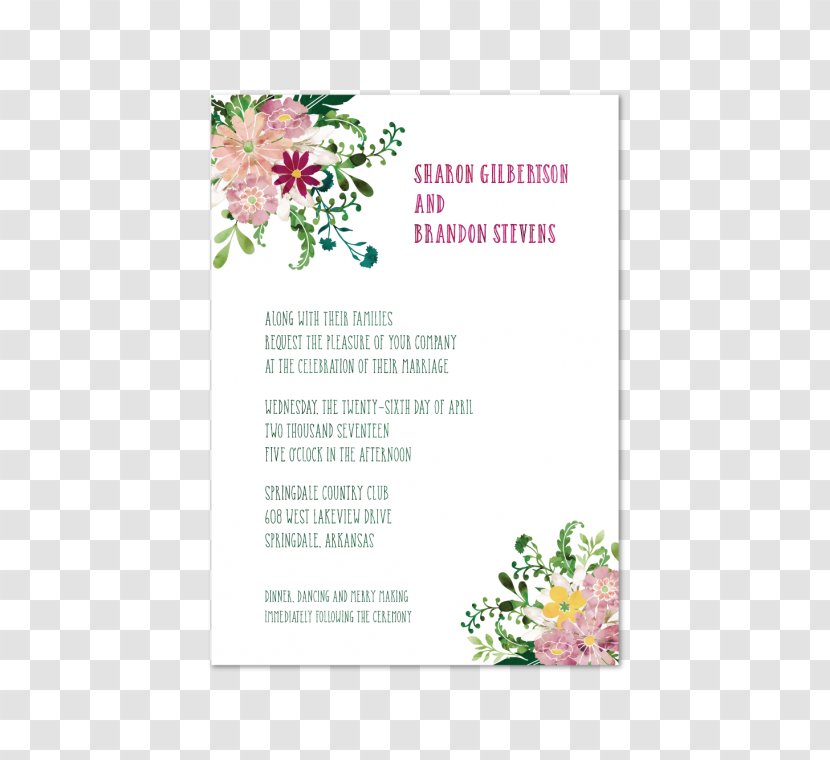 Wedding Invitation Floral Design Bridal Shower Paper - Dress Transparent PNG