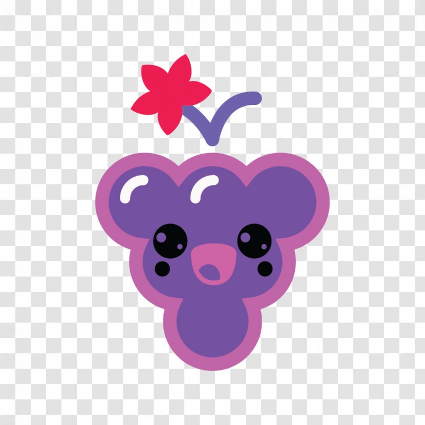 Clip Art Animal Pink M Heart - Purple - Fruit Kawaii Doodles Transparent PNG