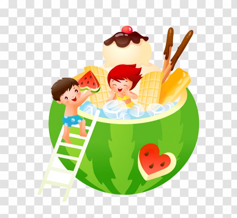 Childrens Day Dragon Boat Festival Traditional Chinese Holidays - Cartoon Children Playing In Watermelon Transparent PNG