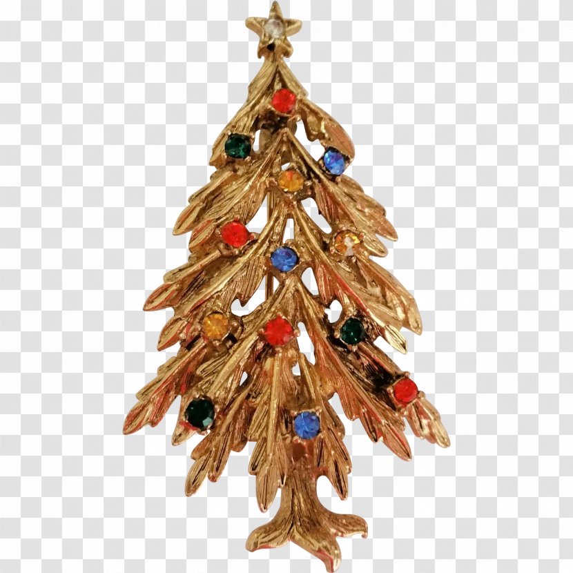 Christmas Tree Brooch Imitation Gemstones & Rhinestones Pin Jewellery - Golden Neon Transparent PNG