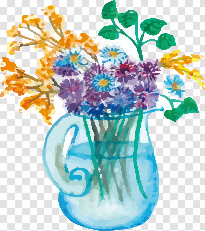 Vase Glass Watercolor Painting - Drinkware - Painted Transparent PNG