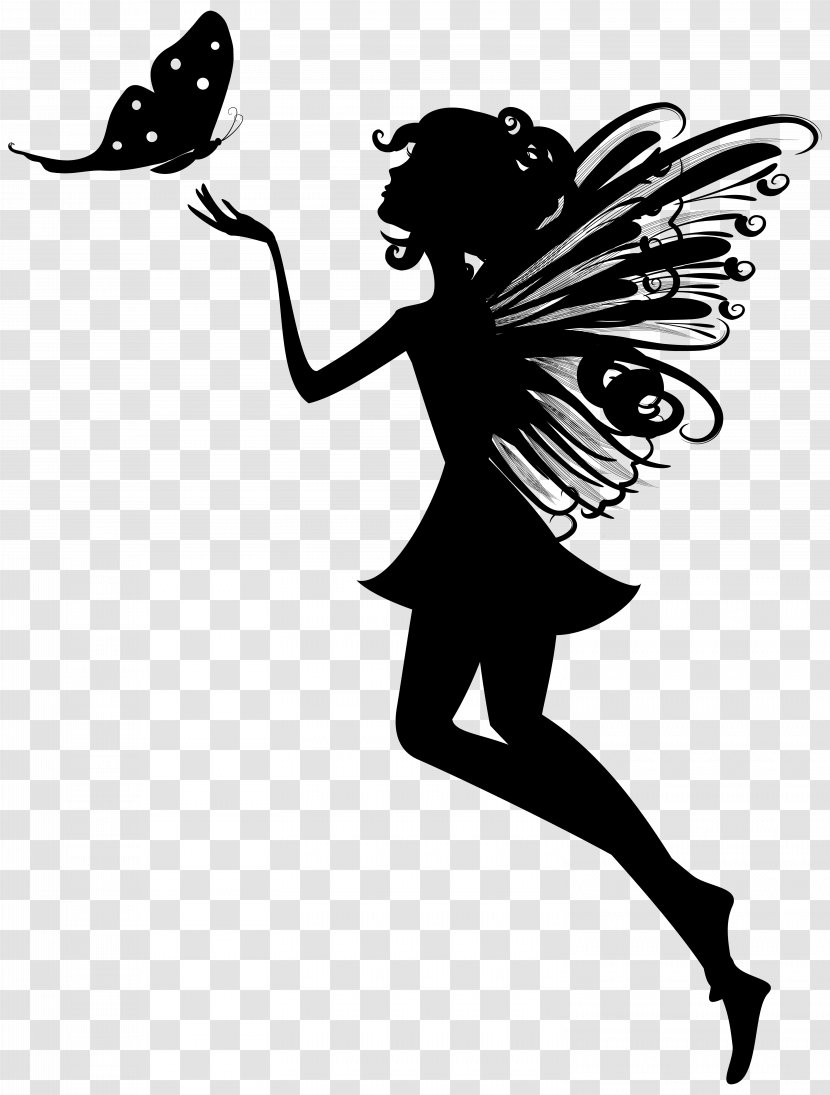 Butterfly Silhouette - Blackandwhite - Athletic Dance Move Angel Transparent PNG