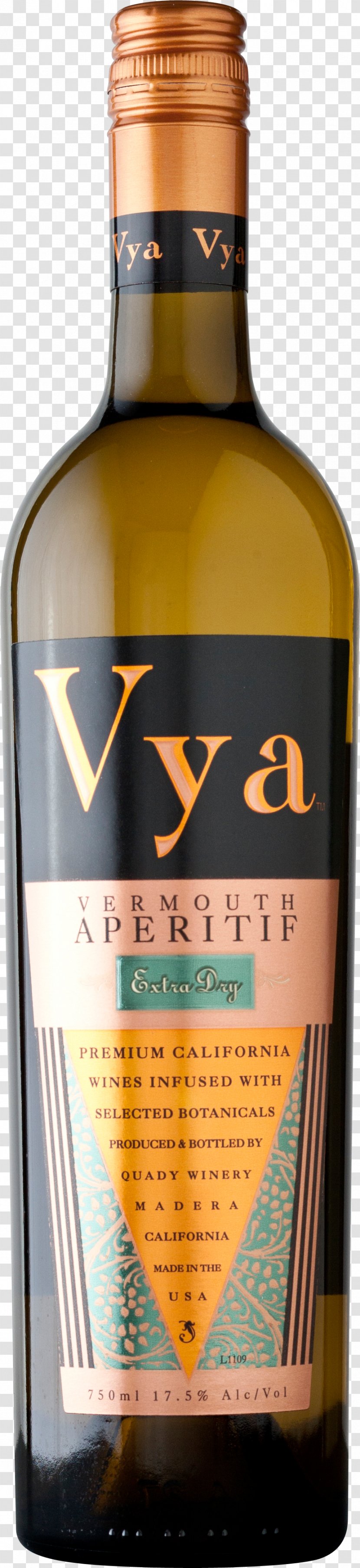 Vermouth Fortified Wine Vya Martini - Bottle Transparent PNG