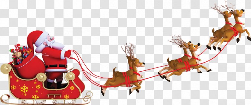 Santa Claus Reindeer Sled Stock Photography Clip Art - Deer - Christmas Promotion Transparent PNG
