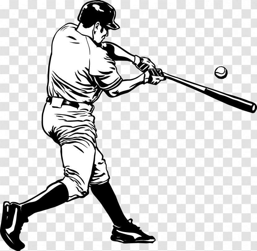 MLB Baseball Player Batting - Monochrome Photography - Vector Stick Figure Transparent PNG