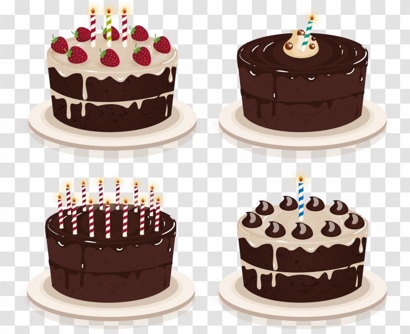 Birthday Cake Cupcake Chocolate Torte - 4 Delicious Vector Material Transparent PNG