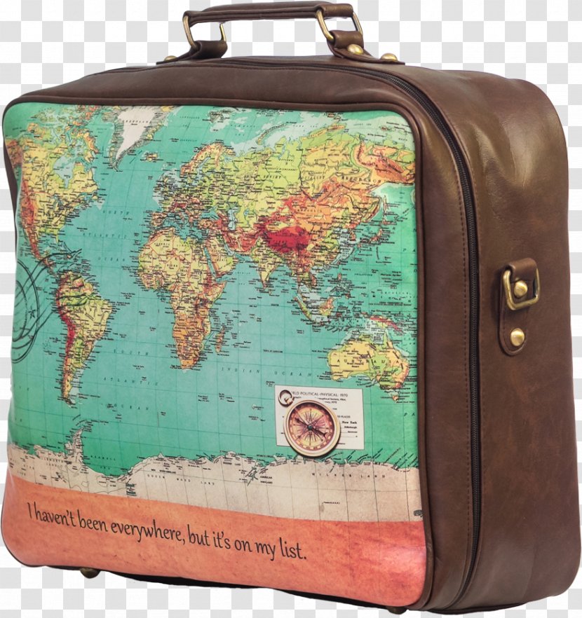 World Map Briefcase Bag - Gel Cake Writing Ideas Transparent PNG