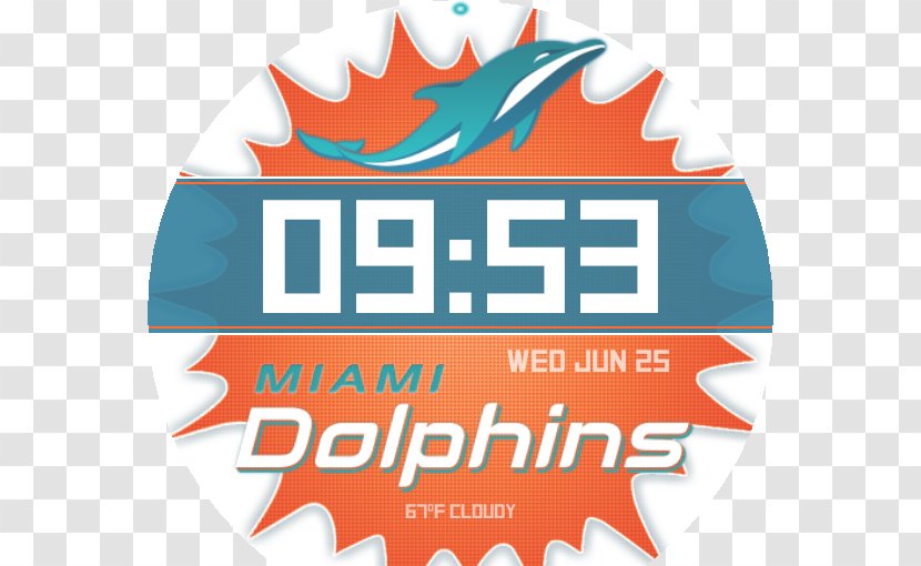 Miami Dolphins Logo Brand Digital Clock - Text - Apple Transparent PNG