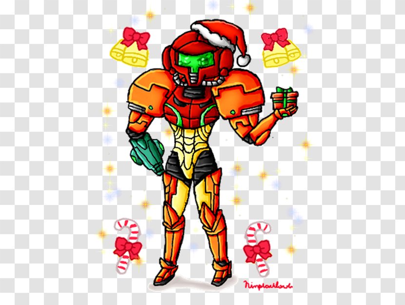 Samus Aran Metroid Prime Powered Exoskeleton Christmas Day Santa Claus - Cartoon Transparent PNG