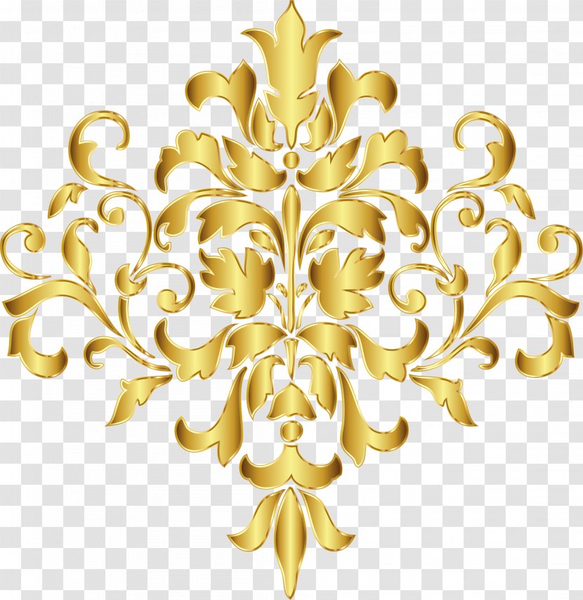 Damask Clip Art - Ornament - Gold Design Cliparts Transparent PNG