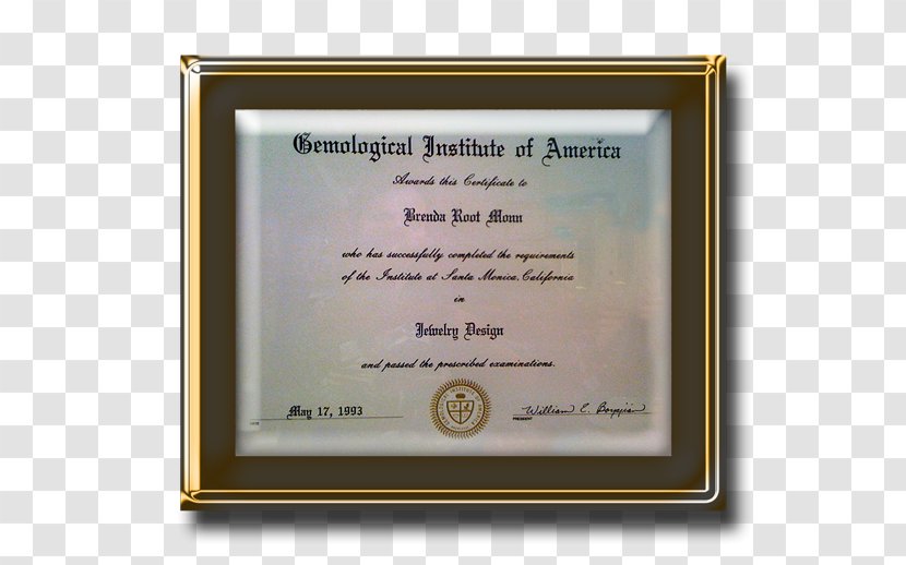 Diploma Picture Frames Douglas Foshee - Gemological Institute Of America Transparent PNG