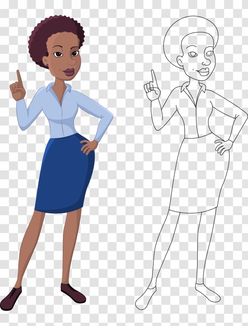 Cartoon Painted African American Business Women - Heart - Frame Transparent PNG