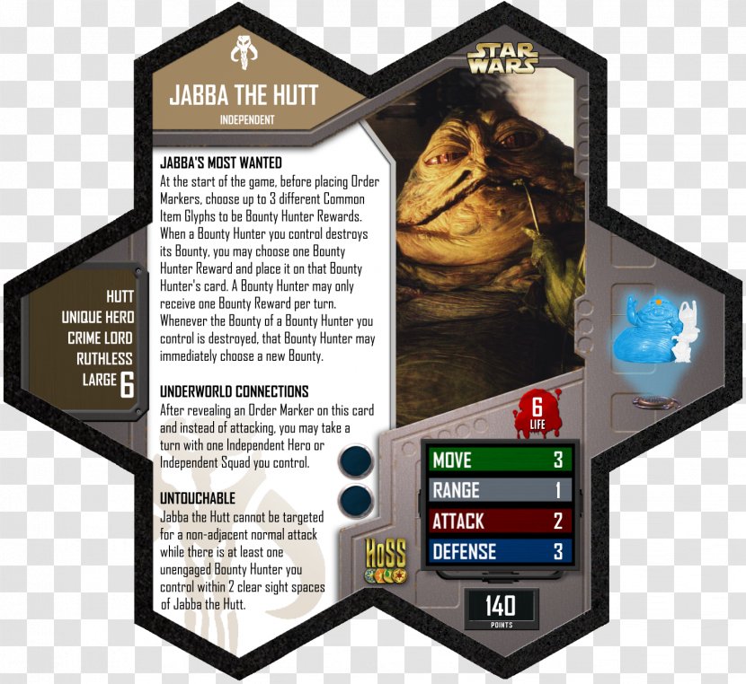 Heroscape Magic: The Gathering Star Wars: Knights Of Old Republic Board Game - Jedi - Jabba Hutt Transparent PNG