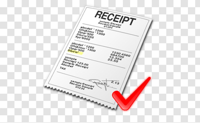 Receipt Invoice Payment Money Tax - Brand - Sales Transparent PNG