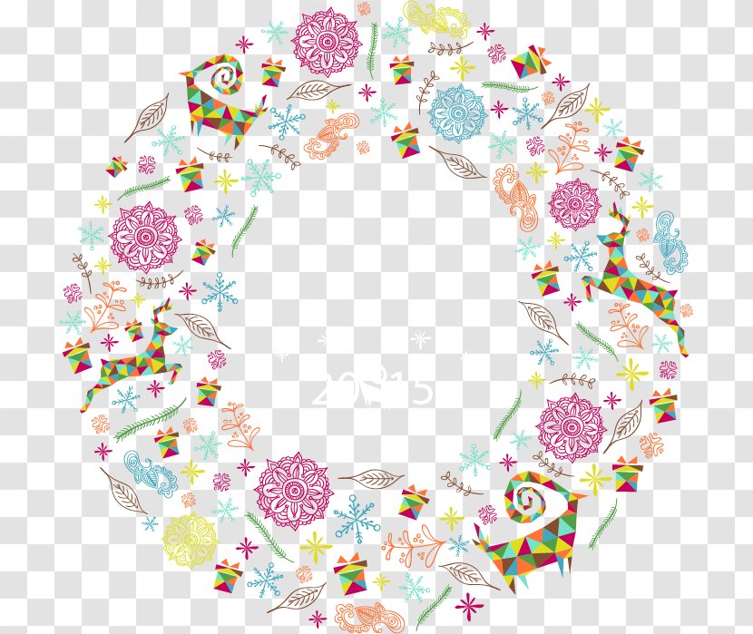 Christmas New Year Poster Euclidean Vector - Flower - Decoration Color Garland Transparent PNG