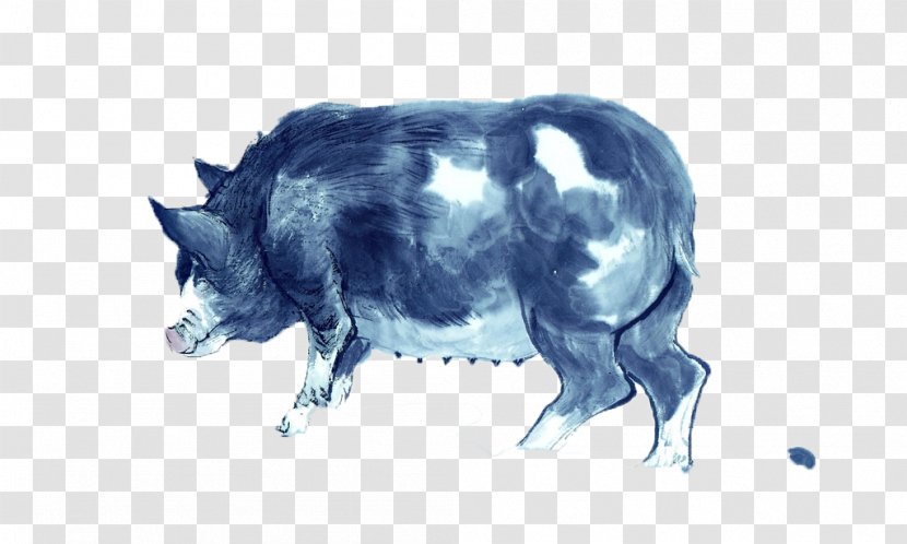 Domestic Pig U53e4u756b Chinese Painting Ink Wash - Draw Out The Wild Boar Transparent PNG