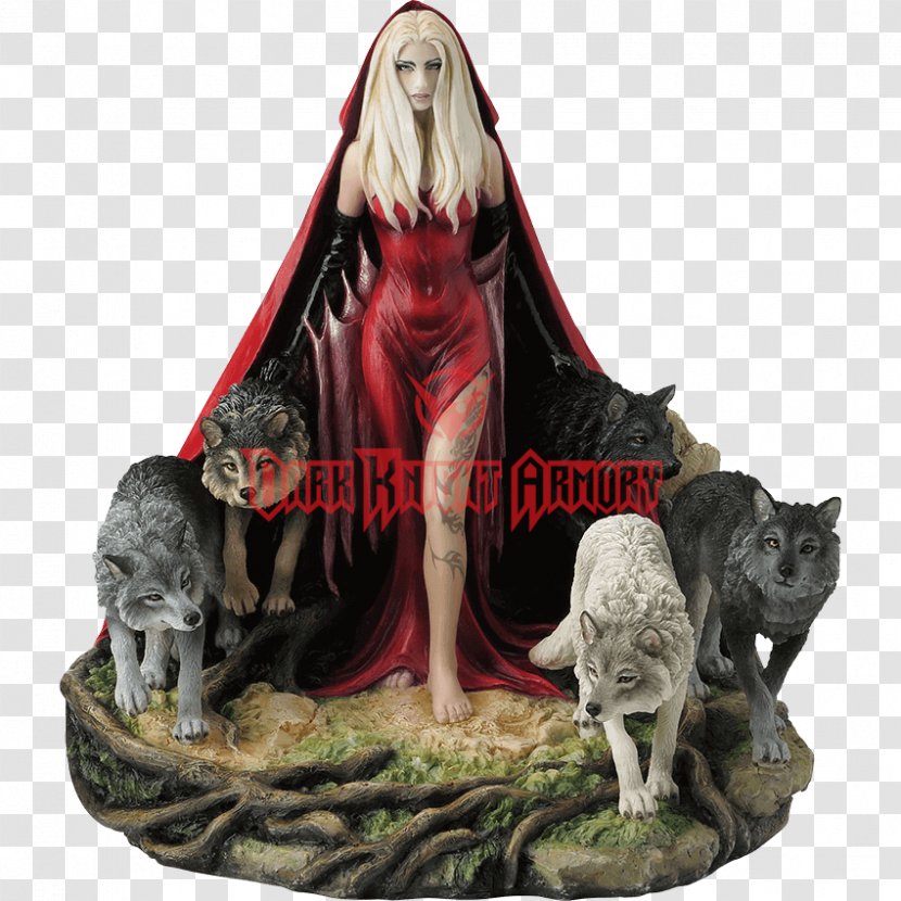 Little Red Riding Hood Statue Sculpture Figurine Gray Wolf - Fantasy Transparent PNG