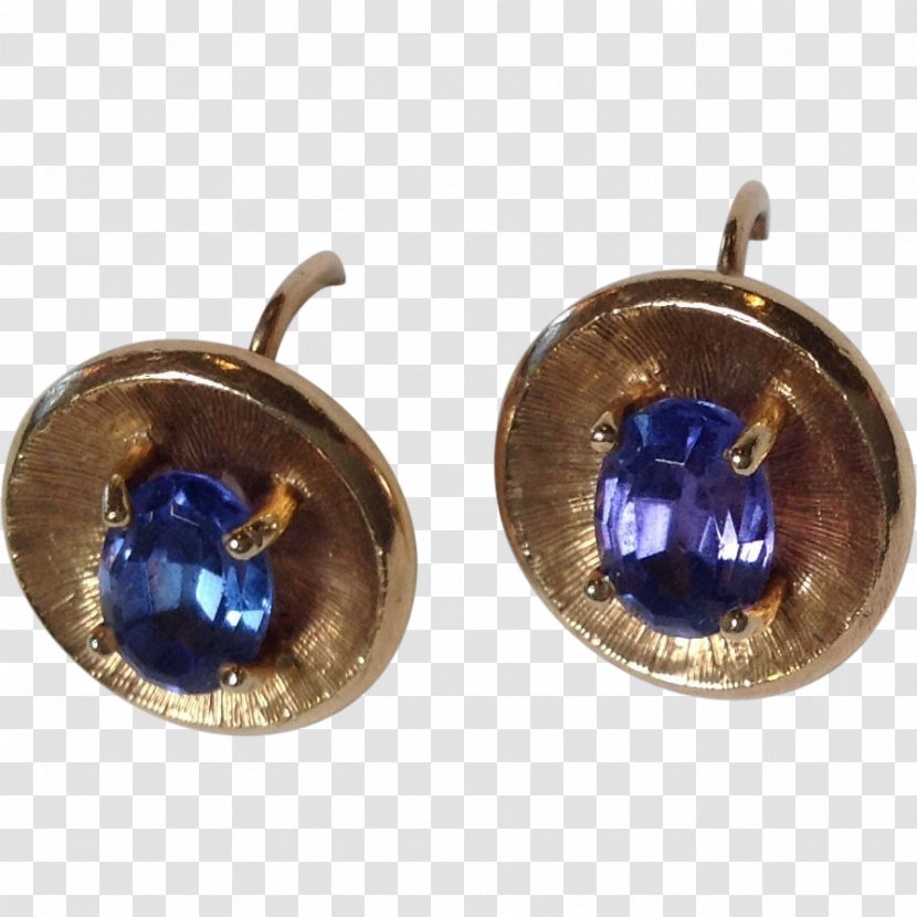 Earring Sapphire Colored Gold Carat - Cufflink Transparent PNG