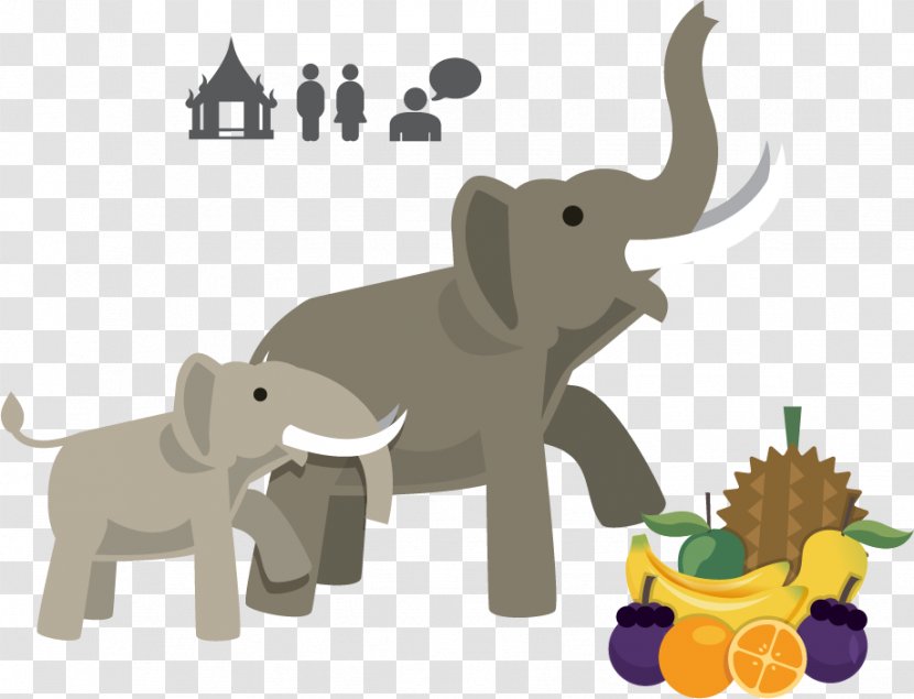 Elephants In Thailand African Elephant Indian - Fauna - Vector Material Fruits Transparent PNG