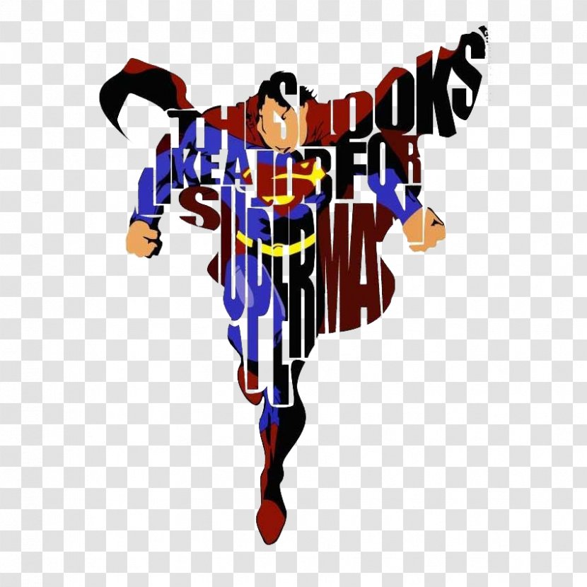 Superman Typography Superhero Graphic Design Illustration - Alex Ross - Letter Effect Transparent PNG