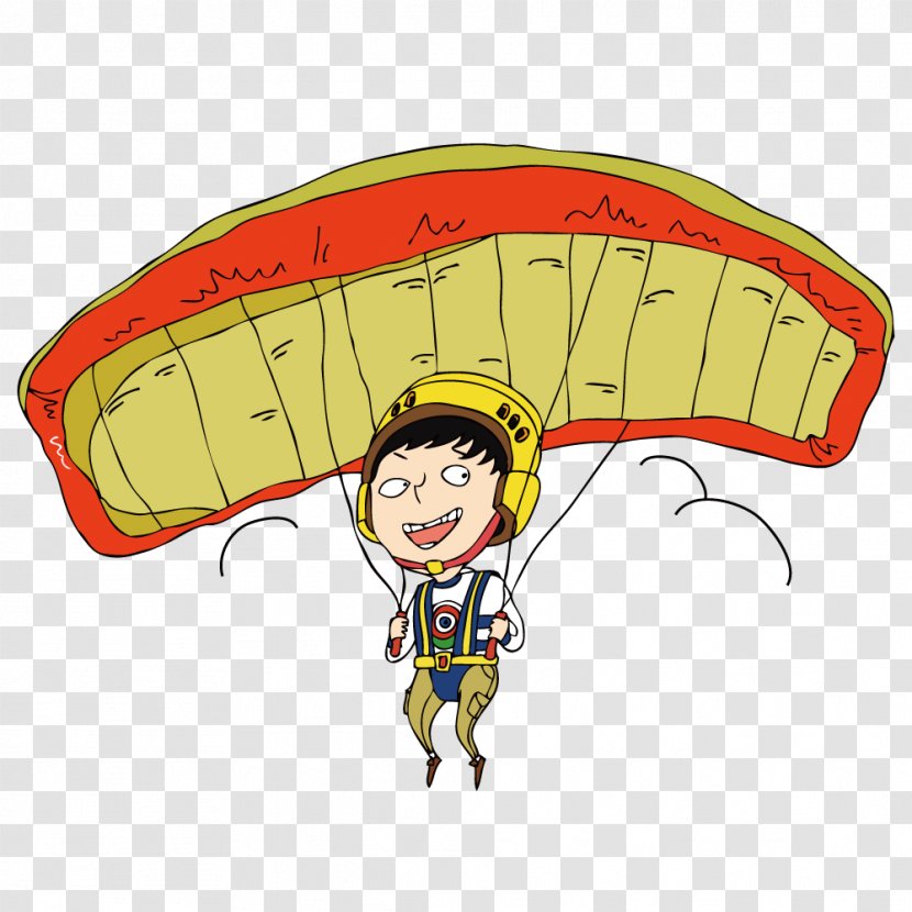 Parachute Parachuting Cartoon Illustration - Fashion Accessory - Boy Carrying A Transparent PNG