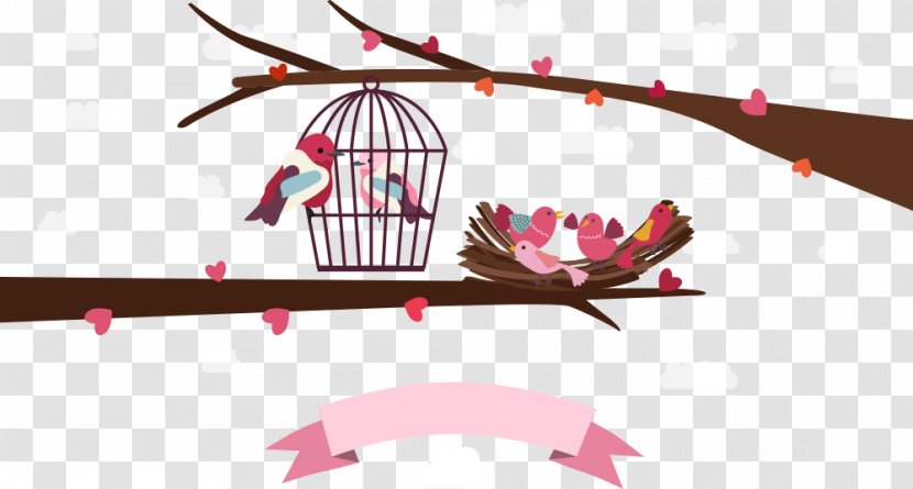 Birdcage - Silhouette - Vector Bird Cage And Tree Branches Transparent PNG