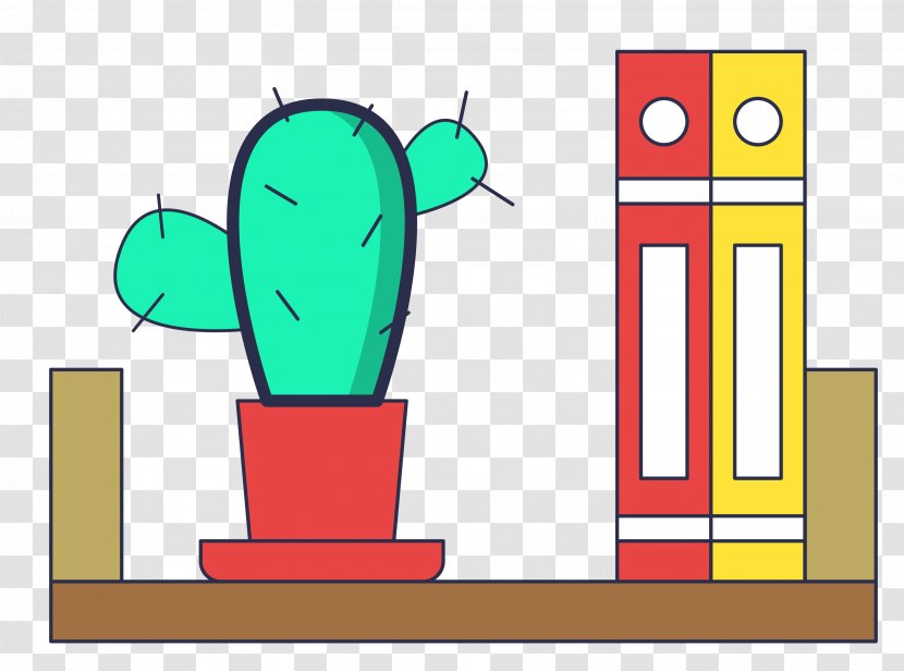 Bookcase Cartoon Download - Silhouette - Vector Cactus Book Material Transparent PNG